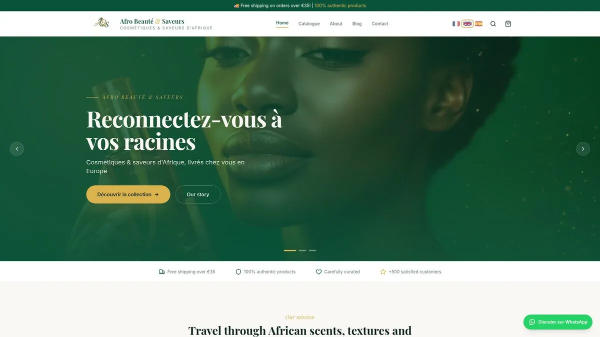 Afro Beauté & Saveurs — boutique en ligne cosmétiques et saveurs d'Afrique livrés en Europe